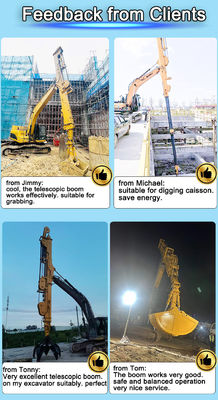BS900E 3 ส่วน ยาว Telescopic Dipper Arm สําหรับแมว Hitachi Komatsu Excavators