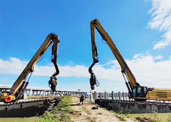 16m 18m 19m Excavator Piling Boom And Arm Pile Driver Attachment ความแข็งแรงสูง