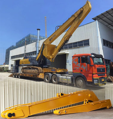 Excavator Long Reach Attachment Boom Arm 18m 16m สีเหลือง มีประสิทธิภาพสูง