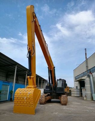 Excavator Long Reach Attachment Boom Arm 18m 16m สีเหลือง มีประสิทธิภาพสูง