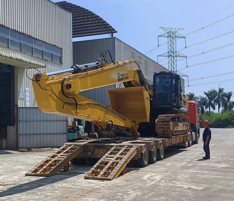 Excavator Long Reach Attachment Boom Arm 18m 16m สีเหลือง มีประสิทธิภาพสูง
