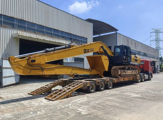 Excavator Long Reach Attachment Boom Arm 18m 16m สีเหลือง มีประสิทธิภาพสูง