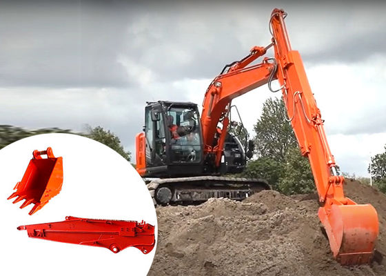 12M Telescopic Excavator Sliding Boom Arm With Bucket สําหรับขุดถ้ําพื้นฐาน