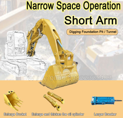 อุปกรณ์ก่อสร้าง กระแสบูม Excavator Arm Short Reach Q355B วัสดุ