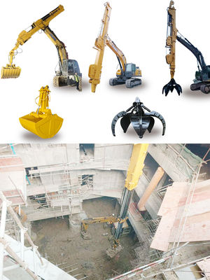 เครื่องขุดโทรทรรศน์ พร้อมถัง Clamshell Telescopic Boom สําหรับแมว hitachi komatsu