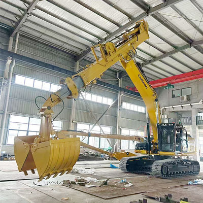 เครื่องขุดโทรทรรศน์ พร้อมถัง Clamshell Telescopic Boom สําหรับแมว hitachi komatsu