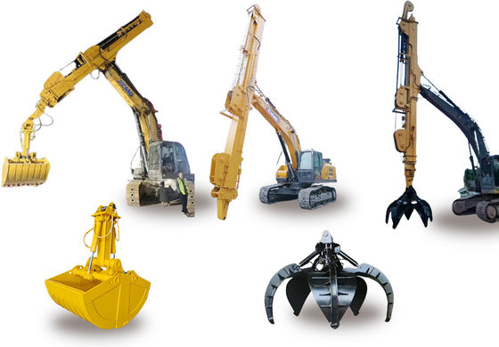Excavator ยาว Reach Stick บูมและแขนกับ Clamshell ถังที่มีฟัน