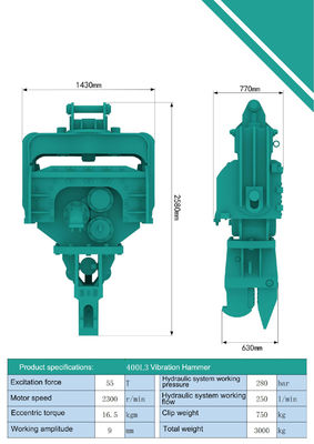 ค้อนสั่นสะเทือนสำหรับรถขุด ค้อนตอกเสาเข็มสั่นสะเทือนสำหรับรถขุด Hitachi
