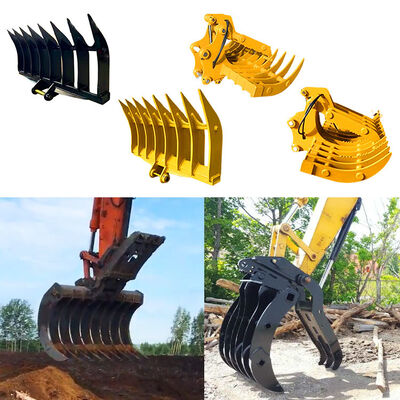 ชิ้นส่วนเครื่องจักรก่อสร้าง Q355B Rake Bucket Root Rake สำหรับรถขุดขนาด 25-50 ตัน